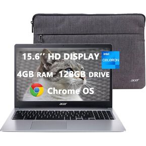 2024 Chromebook 315 للطلاب والأعمال من Acer، كمبيوتر محمول عالي الدقة مقاس 15.6 بوصة، Intel Celeron N4020(2-Core)، ذاكرة وصول عشوائي 4 جيجابايت، 128 جيجابايت (64 جيجابايت eMMC + بطاقة 64 جيجابايت)، USB-C، لوحة مفاتيح رقمية، عمر بطارية طويل، نظام تشغيل Chr