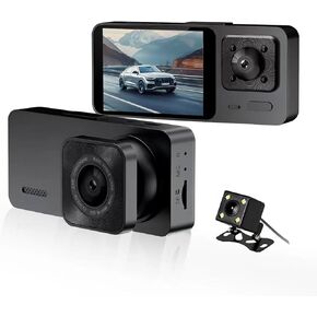 Dash Cam, 3 Channel Dash Cam, Front and Rear 1080P Dash Cam, Triple Dash Cam, Night Vision, 24 Hour Parking, Front and Rear Dash Cam Loop Recording