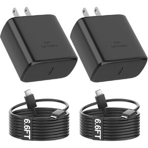 45W Super Fast Charger for Samsung Charger,USB C Android Phone Charger Fast Charging Block &6.6FT USBC to USBC Cable 2Pack for Samsung Galaxy S24 Ultra/S24+/S23 S22 S21, Android Phone Charger Cord