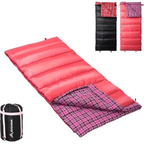 BISINNA Cotton Flannel Sleeping Bag for Adults Camping Sleeping Bag 3 Season Envelope Slepings with 2.2/3.3lbs Filling for Hiking Backpacking