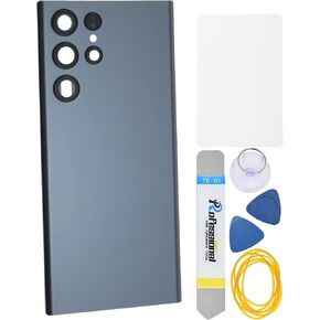 Graphite Gray Acrylic Glass Back Cover Replacement for Samsung Galaxy S22 Ultra 5G with Rare Camera's Frame and Glass Cover Pre-Cut Adhesive and Installation Instruction Tool Kit are Include