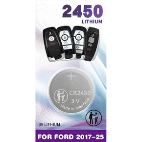 CR2450 Key Fob Battery Replacement for Ford/Lincoln Bronco Escape EcoSport Edge Expedition Explorer F150 Fusion Mustang Ranger Transit Aviator Corsair Maverick EcoSport MK Nautilus Navigator Lightning
