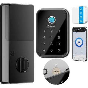 Cloud Fingerprint Door Deadbolt Lock 4-in-1 Entry Door Locks Smart (Black)