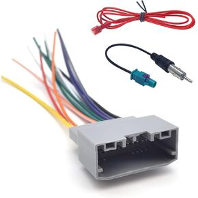 Pack-3 Car Audio DVD Modified Power Speaker Wiring Harness, Radio Stereo Repair Parts, Radio Wiring Harness with Antenna Adapter, Compatible with Jeep Compass/Wrangler Dodge (Multicolored)