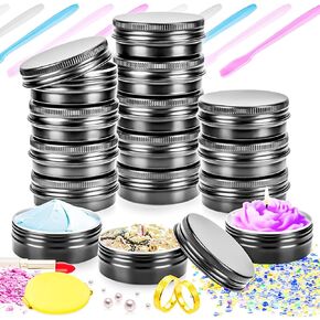 MotBach 12 Pack 2 Oz Aluminum Tin Jar Refillable Containers,60 ml Aluminum Screw Round Tin Container Metal Tins with lids for Salve Lotion Cosmetic Lip Balm Cream Candles