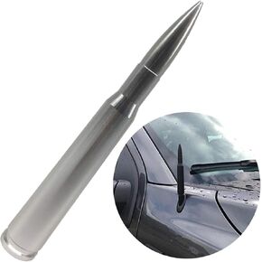 4.2" inch Bullet Style Stubby Antenna Mast Aerial for Chevy Silverado & GMC Sierra Trucks 2007-2019 (Silver)