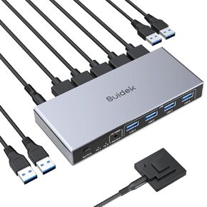 Displayport KVM Switch 1 Monitor 2 Computers, 8K@60Hz DP KVM Switch 2 in 1 Out USB 3.0 KVM Switcher with 4 USB Ports, Include Desktop Controller, 2 USB Cables and Power Adapter