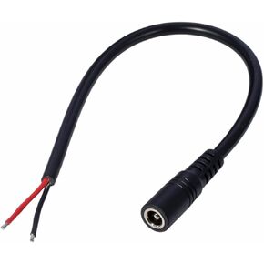 3PCS Short 18AWG 2.5mm x 5.5mm DC Power Plug Pigtail Cable Female,0.3M/1FT 7A DC 5525 Female Connector Open End Extension Repair Cord for CCTV Security Camera