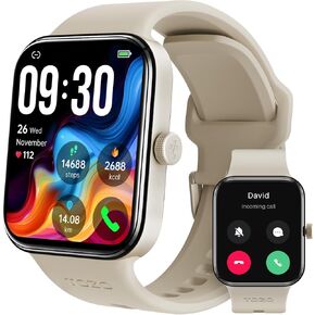 TOZO AMOLED S4 AcuFit One Smart Watch 1.78" Ultra-Clear Screen for Men Women, Call/Answer Fitness Tracker, Heart Rate Sleep Blood Oxygen Monitor IP68 Waterproof for iOS 11.0+ Android 9.0+ Gold