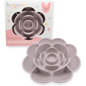 Sillicone Slow Feeder Dog Bowls & Lick Mat with Suction Bottom | Rose Petals Design | Promotes Better Digestion, Prevent Choking | Dish Washer Safe | Great Size for All Breed (Sage Green)