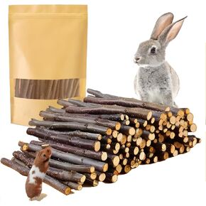 17.6 OZ Apple Sticks Organic Apple Sticks for Small Animal Teeth Grinding Wood Tree Branches Pet Snacks Chew Toy for Guinea Pigs Rabbits Chinchilla Squirrel Bunny Hamster