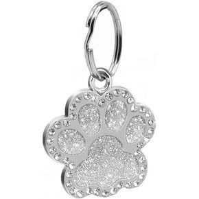 JJLFresheners Keychain, Pet Dog Puppy Paws Rhinestone Collar Tags Charm Pendant Key Ring Accessories Silver Dog Collar Charms and Collar Accessories Collars, Harnesses and Leashes