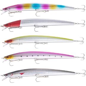 Fishing Lures, Large Hard Bait, Minnow VIB Lure, with Treble Hook Life-Like Swimbait Fishing Bait, Popper Crankbait Vibe Sinking Lure for Bass Trout Walleye Redfish 5-9