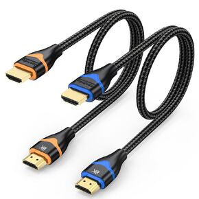 8K Short HDMI Cable 1.5FT 2-Pack, HDMI 2.1 Cable Ultra High Speed HDMI Braided Cord 48Gbps 8K@60Hz, 4K@120Hz, eARC, HDCP 2.2&2.3, HDR10+, 3D for Roku/Blu-ray/HDTV/HDMI Switch/Monitor in Kuwait