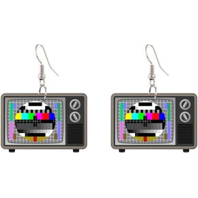Television TV Earring Earrings Retro Tube Y2K 1980s Compact Disc CD Vinyl Record Long Player DJ Vintage 80's Hair Music Metal Shred Passion Love Dangle Thrash Goth Punk Style Emo Phonograph Album (TV)