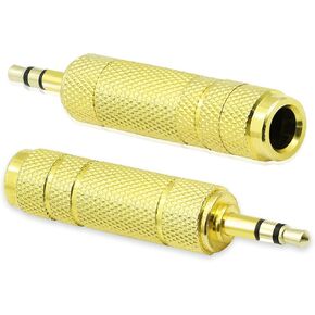 PNGKNYOCN 3.5mm to 6.35mm Stereo Headphone Adapter Gold Plated 1/8" Male Plug TRS to 1/4" Female Stereo Jack Adaptor for Headphone,Amp etc.（2-Pack）