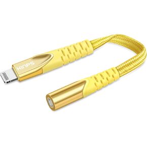 KINPS [MFI Certified Lightning to 3.5 mm Headphone Jack Adapter Compatible with iPhone 12/11 Pro Max/11 Pro/11/XS Max/XS/XR/X/8 Plus, iPad,(Yellow)