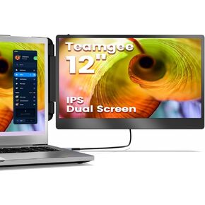 Teamgee Laptop Screen Extender, 12" IPS 1080 FHD Portable Monitor with Built-in Speakers & Kickstand, Compatible with Mac Windows Android Dex Harmony, S1 mini Dual Screen Extender Fits 12"-16" Laptops