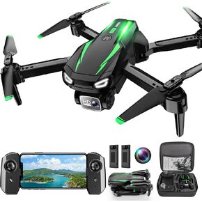 Drone with Camera, 1080P HD FPV Foldable Drone for Kids Adults beginners, Brushless Motor RC Quadcopter with Stable Hover, Gestures Selfie, Waypoint Fly, 3D Flips, One Key Start, 2 Batteries