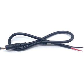 Single 22AWG 5.5mm x 2.1mm DC Pigtail Barrel Plug Connector Cable Male,0.3M/1FT 3A DC 5521 Open End Extension Repair Cord for CCTV,Surveillance Camera Cables