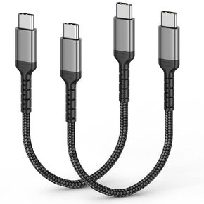 1ft USB-C to USB-C Cable Short Type C to Type C Fast Charging Cable Compatible with Apple iPhone 16/15 Pro/Max Samsung Galaxy Google, Short USBC to USBC Cord 12 Inch