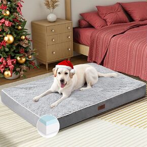 Memory Foam Dog Bed for Crate, Orthopedic Large Dog Bed for Large Dogs, Washable Pet Bed Mat with Removable Cover and Waterproof Lining, 36 Inches, Grey