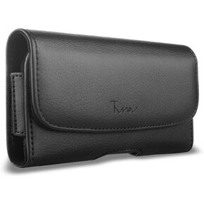 Samsung Galaxy NOTE 8 Pouch Case, T MAN [ XL Size] [Belt Holster] Sideways Leather Holster Carry Pouch Case For Samsung Galaxy NOTE8 / Note 8 (Fits the Phone with Thick Protective Cover on)