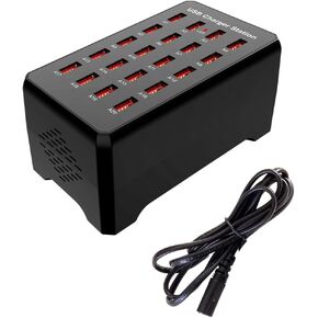 محطة شحن USB ذات 20 منفذًا، 100 وات/20 أمبير، محطة شحن USB متعددة، متوافقة مع الهواتف الذكية والأجهزة اللوحية وأجهزة USB الأخرى. (محطة شحن ذات 20 منفذًا - أزرق)