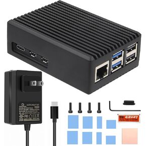 Geekworm Heavy-Duty Aluminum Passive Cooling Case P573 with PD 27W 5.1V 5A Power Supply for Raspberry Pi 5