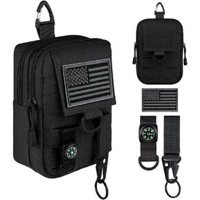 IronSeals Tactical Molle Utility EDC Pouch Nylon Waist Belt Bag Camping Hiking Organizer Pouch Phone Holster for iPhone 16 Pro Max/16 Pro/15 Pro Max/14 Pro Max/13 Pro Max/12 Pro Max/11 Pro Max, Large