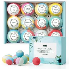 ZenBombs Bath Bombs for Women, 12pcs Handmade Natural Bath Bomb Gift Set, Fizzies Relaxing Spa Bath with Shea Butter & Essential Oils, Amazing Gift for Her, Wife, Girlfriend, Mother