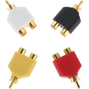 4Pcs RCA Y Splitter Plug Adapter RCA 1 Male to 2 Female Audio Speaker 2 Female to 1 Male Y Adapter Splitter Cable for Audio Video Av Tv Cable Convert