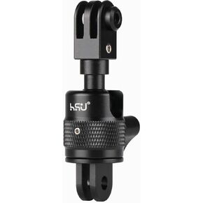HSU 360 Degree Rotation Camera Mount, Aluminum Vertical Bracket Tripod Adapter Compatible with GoPro Hero 13/12/11/10/9/8/7/6/5 AKASO Campark DJI Osmo Action 4/3 and Other Action Cameras (Black)