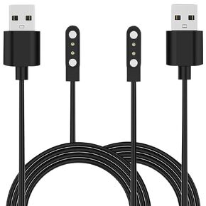 Smartwatch Charger for Smart Watch KE3/KE5/EW5 Smart Watch KE3/KE5/EW5 Magnetic USB Charging Cable Long 2 Pack Black (Black-A)