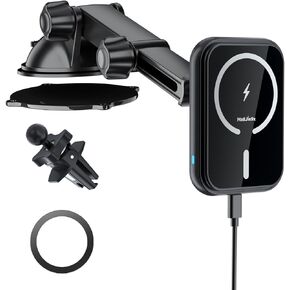 for MagSafe Car Mount Charger, (15W Fast Charging) Magnetic Wireless Charging Phone Holder Fits iPhone 16/15/14/13/12 Pro Max Plus/MagSafe Case on Dash/Windshield/Air Vent/Desk Bumpy Roads