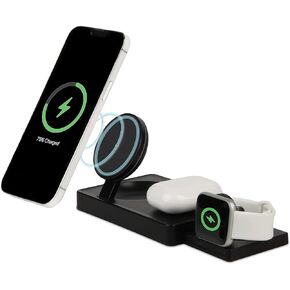 3 in 1 Foldable Fast Magnetic Wireless Charging Station, AllCharge Max by It’s Just Smart, Travel Charger for iPhone 15 14 13 12 11 Pro Max, Apple Watch 8 7 6 5, Airpods, Samsung Galaxy S24, Android