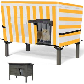 Sudiwei Feral Cat House Cover (Only Cover) Insulated Waterproof Outdoor Cat House Cover for Winter Thickened Plush Lining Feral Cat House Cove (Only Cover) 37x23.5x20in