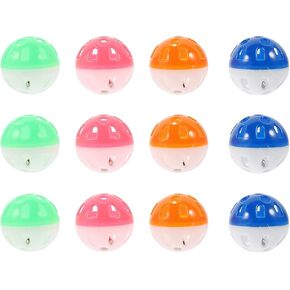 POPETPOP Bird Bell Balls Plastic Bird Ball Toy : 12pcs Bird Toys Bird Chewing Balls Colorful Cockatiel Balls with Bell Cat Toys Bird Cage Toy Bird Chewing Toys for Parrot Lovebirds, Random Color