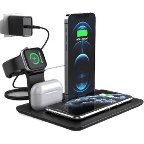Wireless Charger 4 in 1 Charging Dock for iWatch and Airpods Pro Charging Station Charging Stand for iPhone 13/12/12 Mini/11 Pro Max/SE/X/XR/Xs Max 8/8 Plus,for Samsung Galaxy Phone