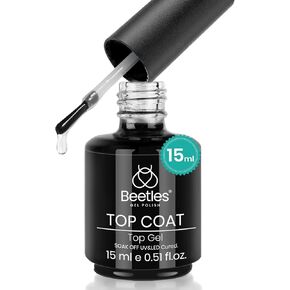 beetles Gel Polish Gel No Wipe Top Coat - Shine Finish and Long Lasting, Soak Off Nail Lamp Gel, 15ml