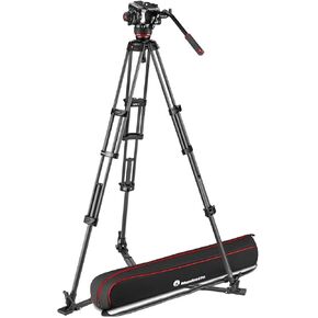 Manfrotto 504X Fluid Video Head with Carbon Fiber Twin Leg Video Tripod and Ground Spreader