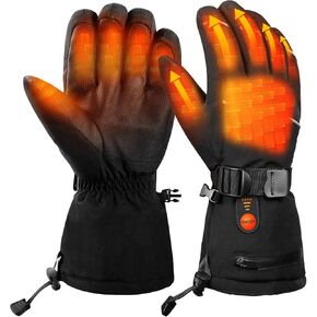 Electric Heated Gloves with Touch Screen,Rechargeable 7.4V 2200MAH Battery Heating Gloves for Men Women,3 Temperature Level Heating Battery Powered Windproof Gloves for Outdoor Warm Motorcycle