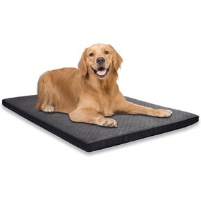 Indestructible Dog Beds, Chew Proof Dog Crate Pad for Aggressive Chewer, Washable Cover Quilted Dog Mat for Crate,Non-Slip Bottom Kennel Pad, Durable Dog Beds for Puppy (Black, 35"x23")