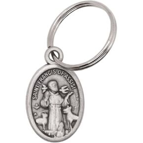 VILLAGE GIFT IMPORTERS Saint Francis Pet Medal Round or Oval Design | Attach to Dog or Cat Collar, Leash, or Crate | Includes Jump Ring | Catholic Patron Saint of Animals | Made in Italy (Oval)