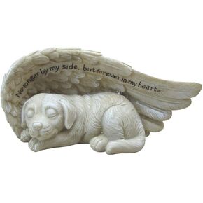Comfy Hour Loving Memory Collection 4" Dog Peacefully Sleeping in Angel Wing Figurine Pet Statue - in Memory of My Best Friend Bereavement (No Longer by My Side But Forever in My Heart), Polyresin