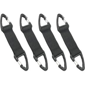 4PCS Double Head Triangular Hook Outdoor Multifunctional Mountaineering Buckle Nylon Webbing Backpack Buckle Tactical Keychain Used to Hang Clothes, Tactical Backpack Vest Belt, Water Bottle