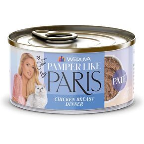 Weruva Paris Hilton Pamper Like Paris Natural Grain Free Wet Cat Food, Chicken Breast Paté, 2.47oz Can (Pack of 12)