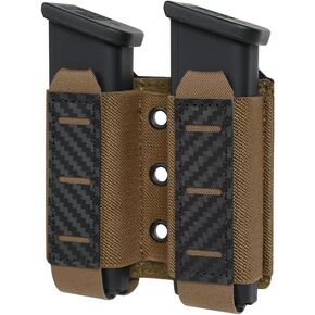 Pistol Mag Pouch Molle Magazine Pouch 9MM Double Stack Elastic Magazine Holster with Inner Loop Panel Laser-Cut Hardshell Mag Carrier,for 9mm/.40 Calibers 45acp Glock S&W M&P