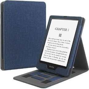 Flip Case for 7"/6.8" Kindle Paperwhite 12th/11th Generation 2024/2021 & Kindle Paperwhite Signature Edition, Two Hand Straps and Vertical Multi-Viewing Stand Cover with Auto Wake/Sleep Grey