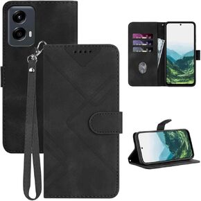for Moto G 5G 2024 Case Wallet/for Moto G Play 5G 2024 Phone Case,Card Holder Leather Kick-Stand,Wrist Strap,Magnetic Closure,Shockproof Protective Flip Cases Cover (Blue)